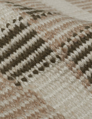 Close up of the Orion handwoven neutral striped outdoor rug by Sarah Sherman Samuel.