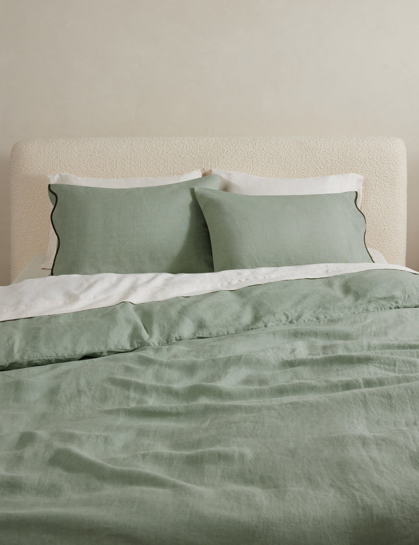 #color::lichen #size::full-queen #size::king-cal-king | Essie soft, breathable hemp duvet cover in lichen green