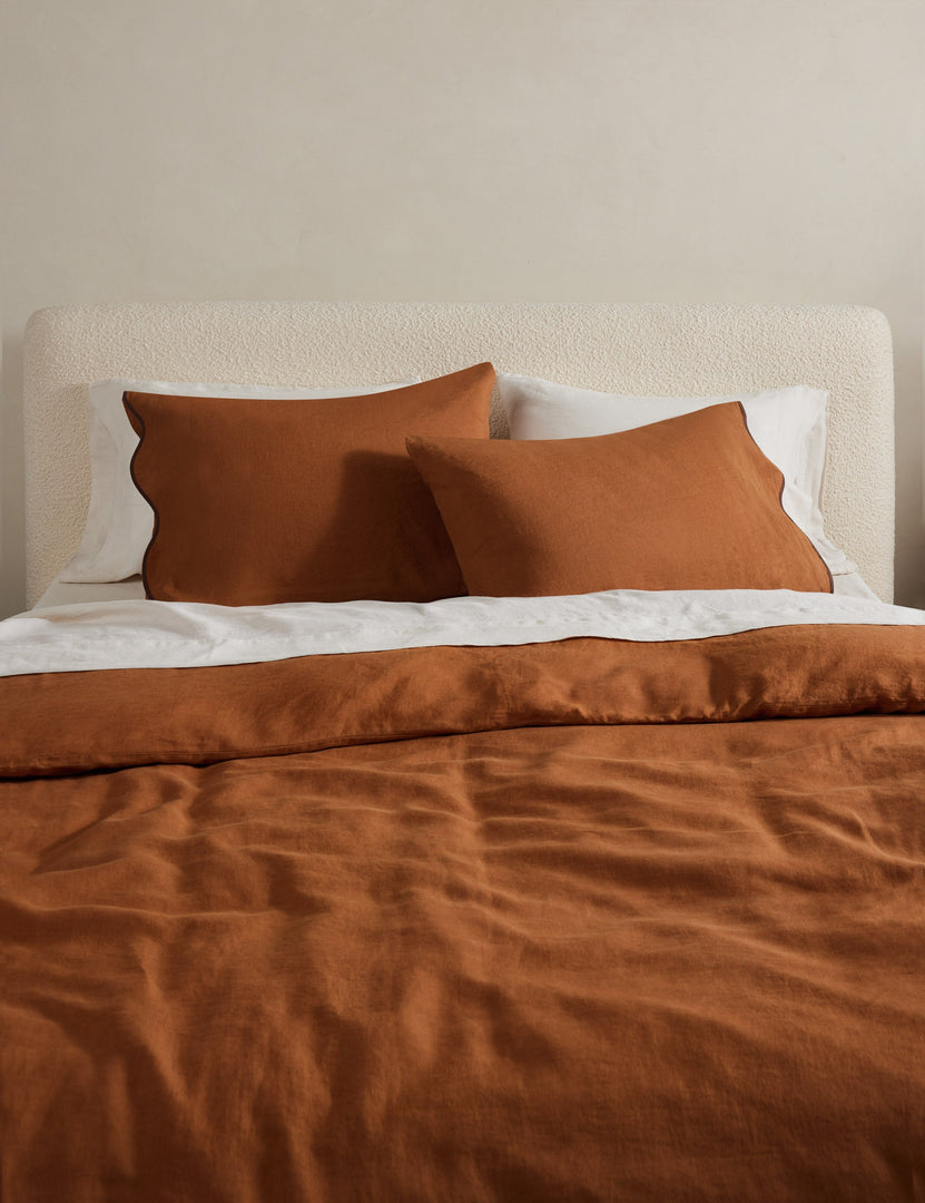 #color::umber #size::full-queen #size::king-cal-king | Essie soft, breathable hemp duvet cover in rust umber