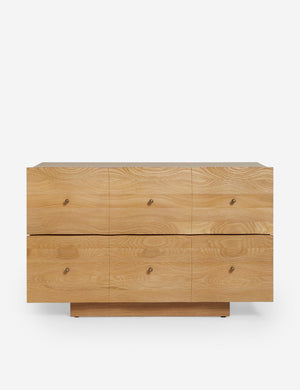 Otelia wide profile two drawer nightstand in natural wood