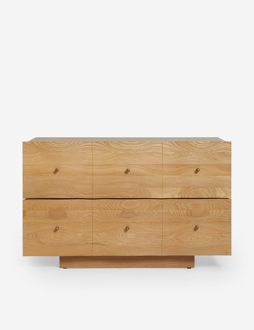 | Otelia wide profile two drawer nightstand in natural wood