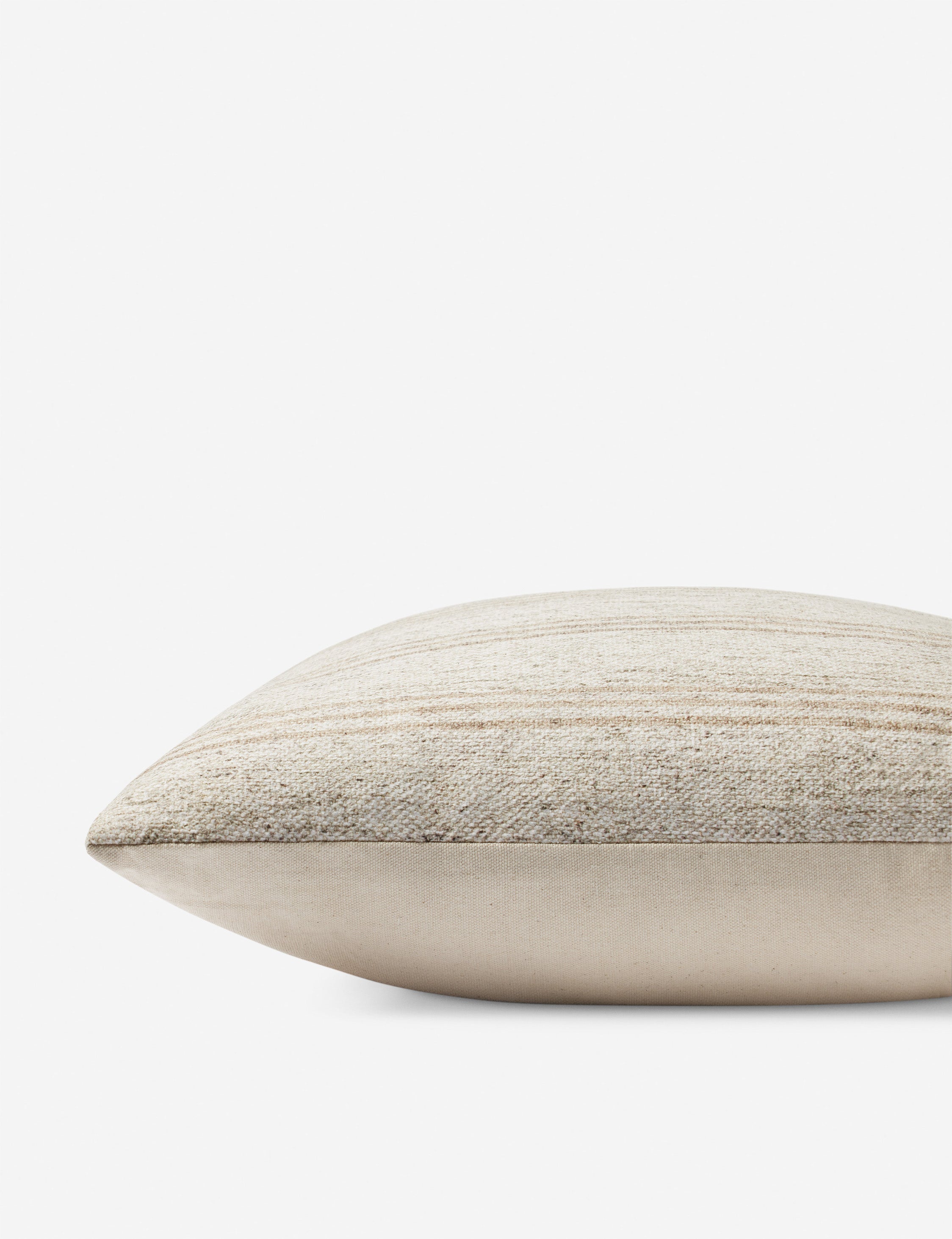 Ivory and Natural Striped 18" Round Pillow