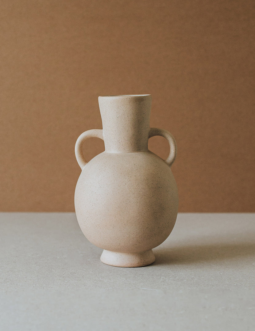 #color::natural | Tyrenno modern ceramic double handle Vase by Al Centro Ceramica