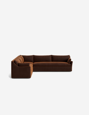 Open Box: Portola Slipcover Corner Sectional Sofa, Cinnamon Porto Velvet  Left-Facing
