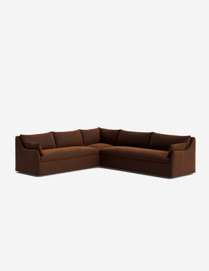 Open Box: Portola Slipcover Corner Sectional Sofa, Cinnamon Porto Velvet  Left-Facing