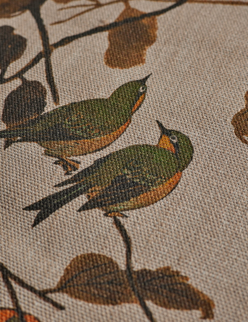 Persimmon Birds Flax Linen Fabric Swatch by Nathan Turner, Persimmon