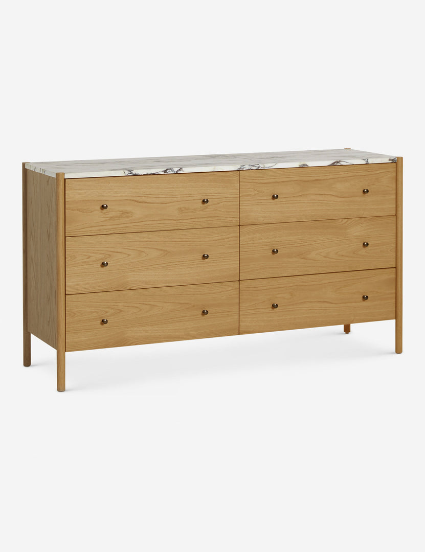 Philana Marble-Top Six-Drawer Dresser