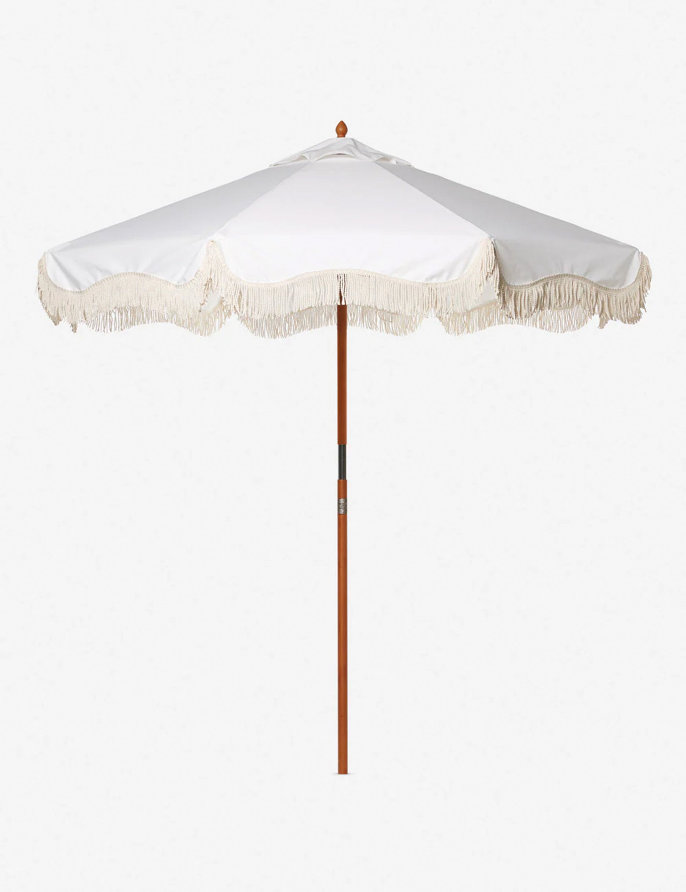 #color::antique-white | Market vintage white umbrella by business and pleasure co with a cotton fringe