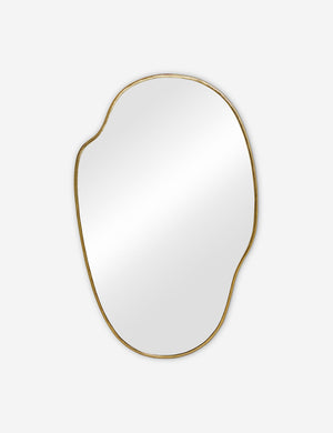 Large Puddle mirror with a free-curving gold frame that mimics a puddle shape by Sarah Sherman Samuel