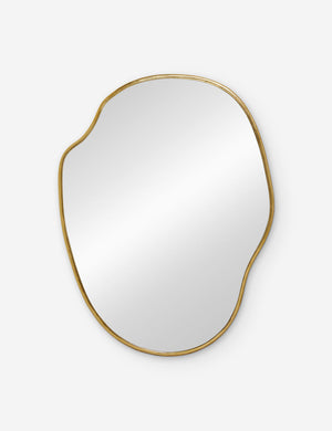 Small Puddle mirror with a free-curving gold frame that mimics a puddle shape by Sarah Sherman Samuel