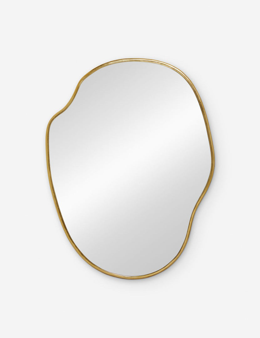 #size::small | Small Puddle mirror with a free-curving gold frame that mimics a puddle shape by Sarah Sherman Samuel