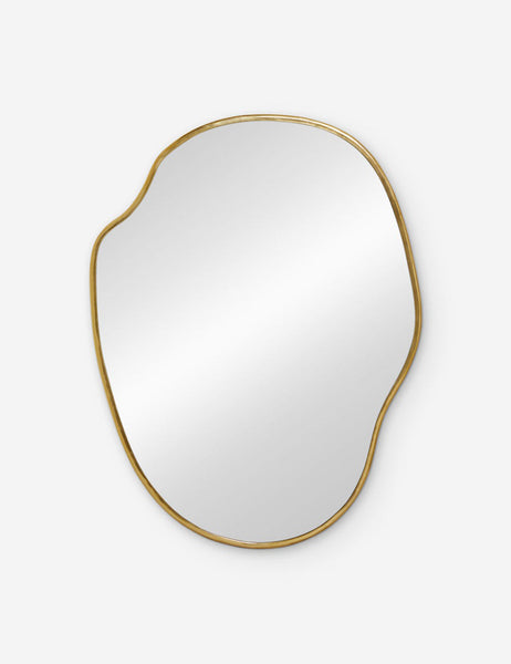 #color::gold #size::small | Small Puddle mirror with a free-curving gold frame that mimics a puddle shape by Sarah Sherman Samuel