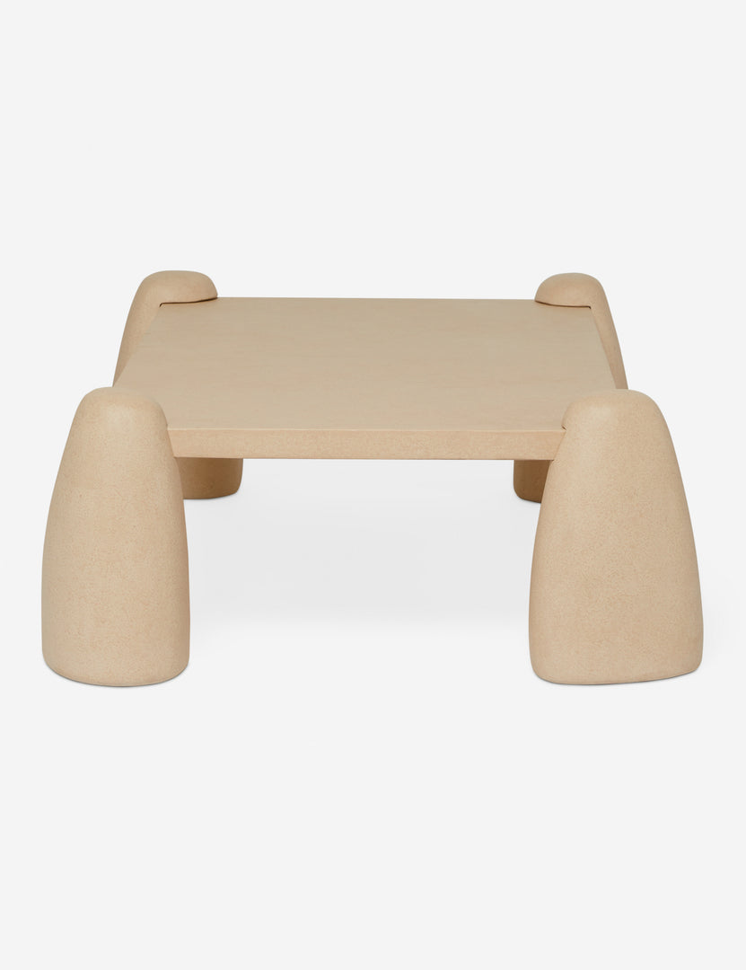 #color::sand | Side view of the Quarry sculptural concrete coffee table