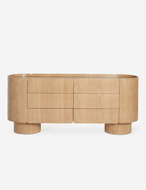 | Raphael modern natural wood wide six drawer dresser