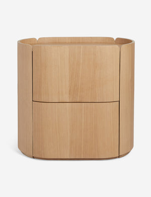 Raphael modern rounded natural wood two drawer nightstand