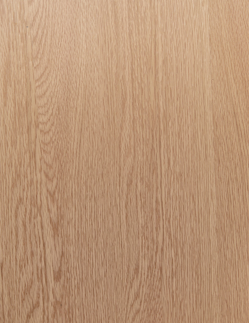 | Close up view of the honey oak wood grain of the Raphael sideboard cabinet