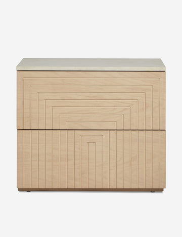 #color::natural-oak | Rayner carved linear detailing oak two drawer nighstand.