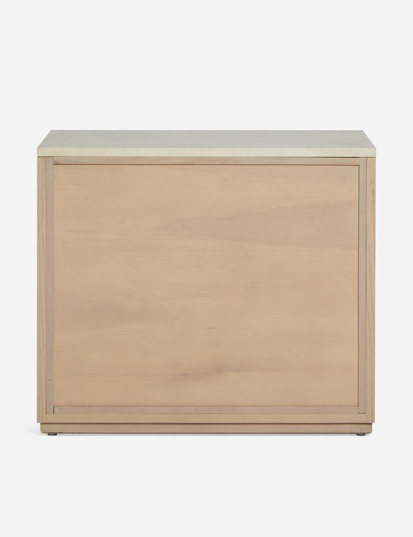 #color::natural-oak | Back of the Rayner carved linear detailing oak two drawer nightstand.
