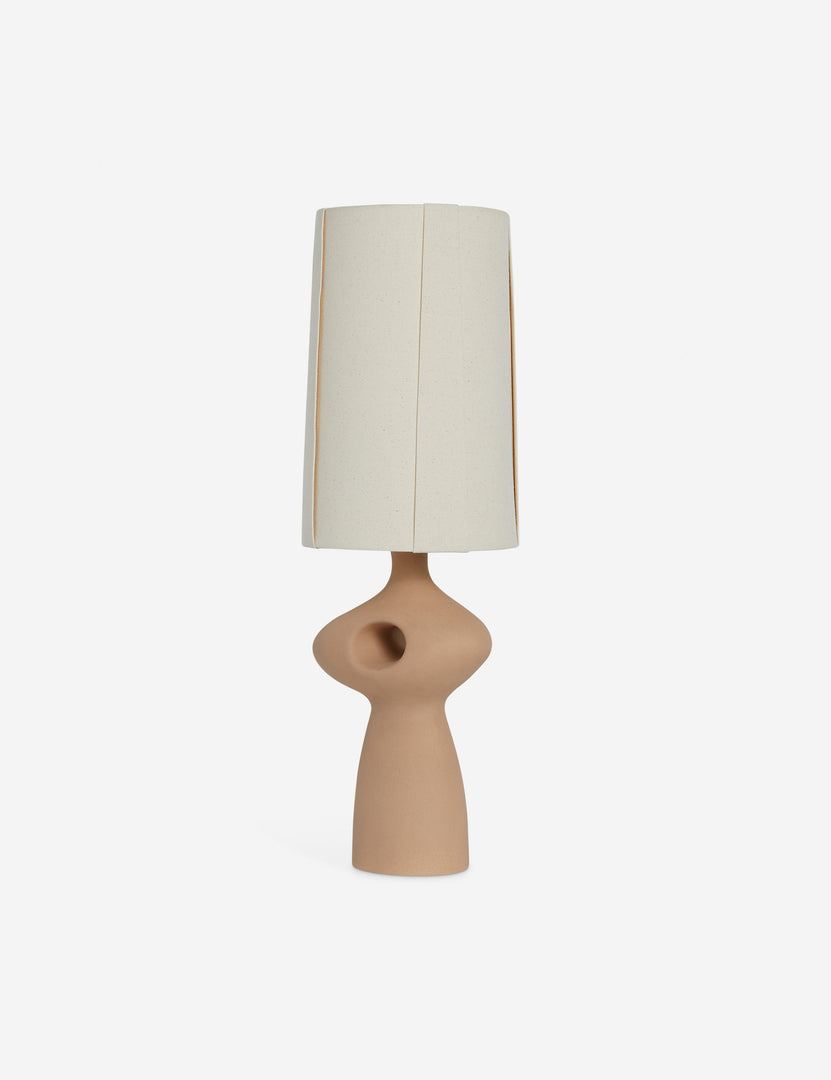 #color::rose | Angled view of the Rhodes sculptural ceramic table lamp.