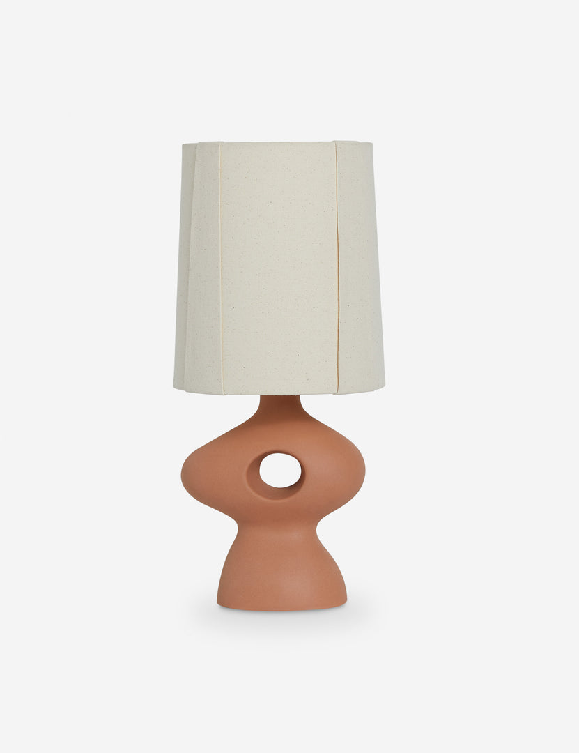 #color::terracotta | Rhodes sculptural ceramic table lamp.