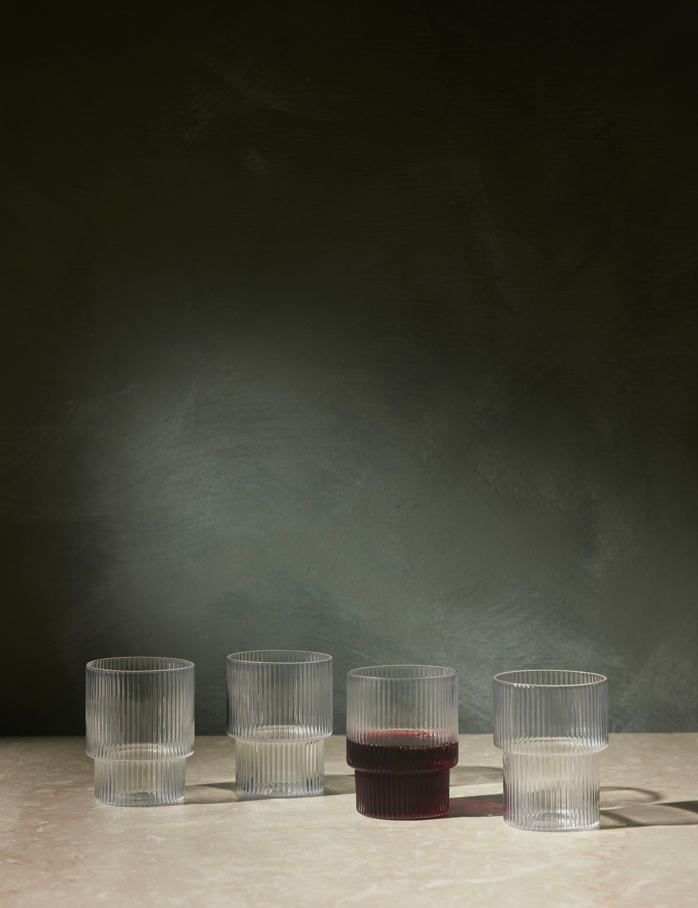 #color::clear #style::glasses--set-of-4 | Art deco inspired rian ripple set of four clear glassware