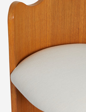 Close up view of the Ripple wavy barrel back wooden counter stool upholstered seat
