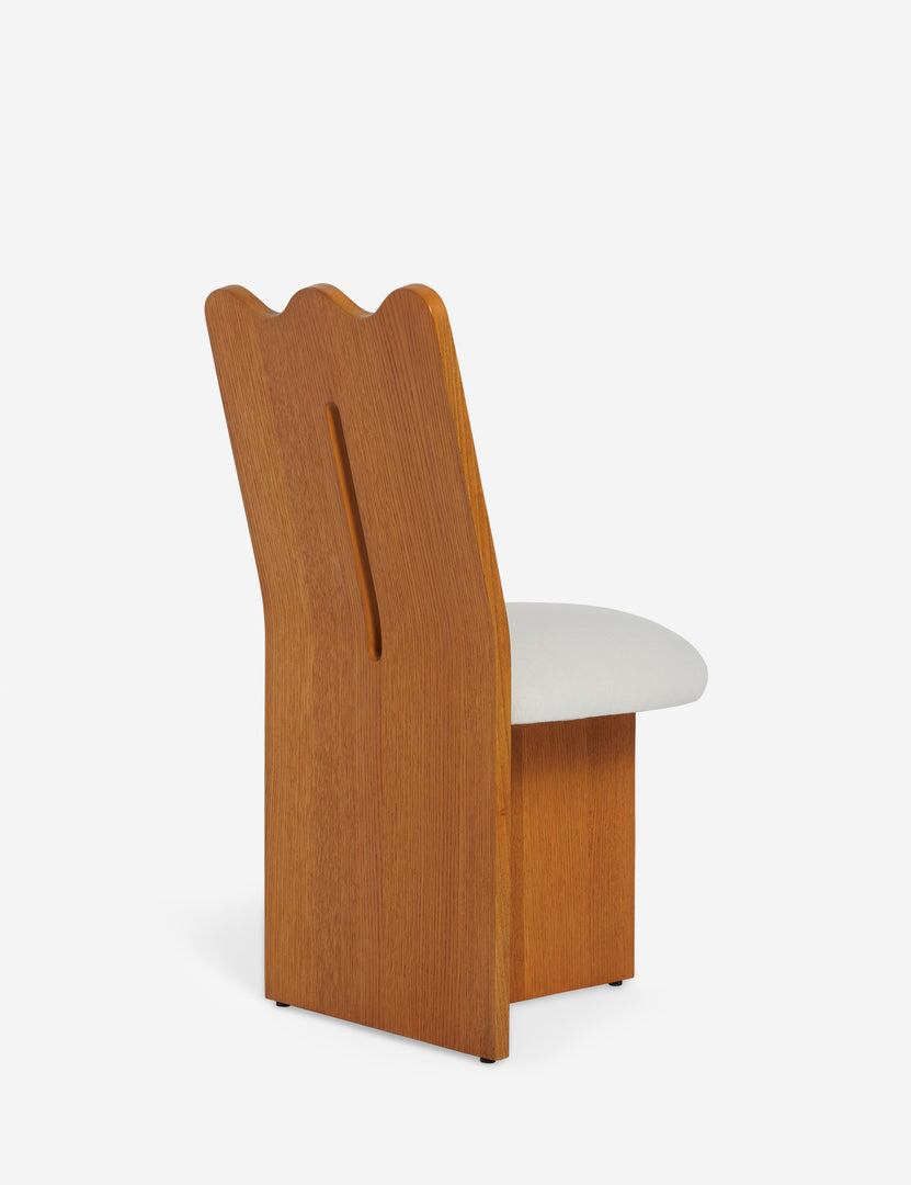 | Back view of the Ripple tall, wavy back wooden dining chair
