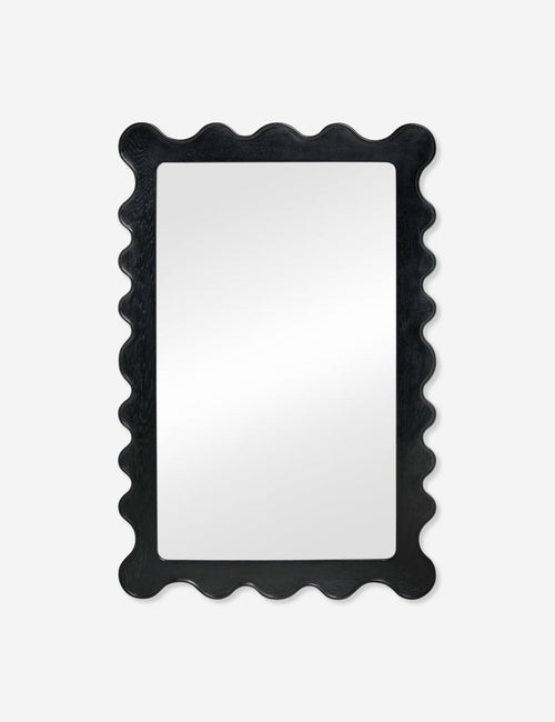 #color::black | Ripple black oak wood mirror with a wavy-shaped frame by Sarah Sherman Samuel