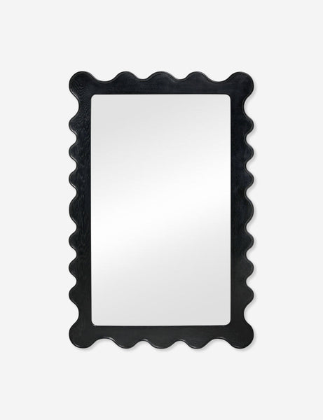#color::black | Ripple black oak wood mirror with a wavy-shaped frame by Sarah Sherman Samuel