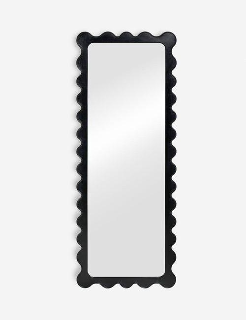 #color::black | Ripple wavy framed full length mirror in black oak