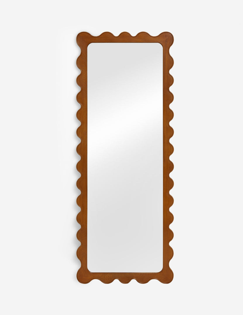 #color::honey-oak |  Ripple wavy framed full length mirror in honey oak