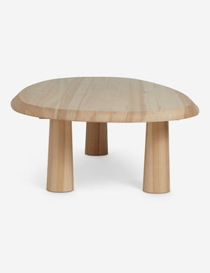 Front view of Rodolfo organic oval natural wood coffee table