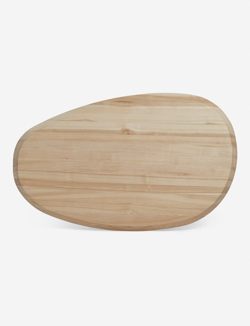 | Overhead view of Rodolfo organic oval natural wood coffee table