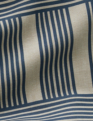 Roman Holiday Grid Flax Linen Fabric Swatch by Wallshoppe, Navy