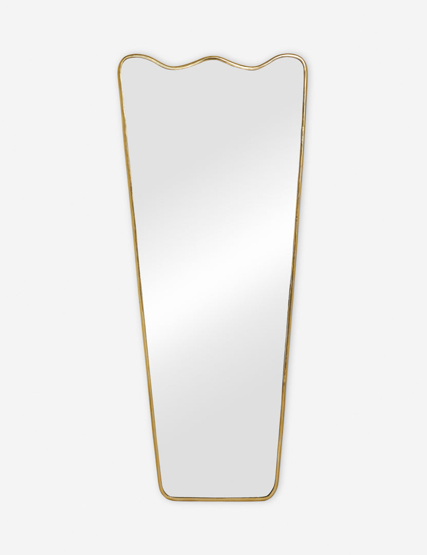 #color::gold | Rook slim-framed gold full length mirror with a wavy silhouette and tall profile by Sarah Sherman Samuel