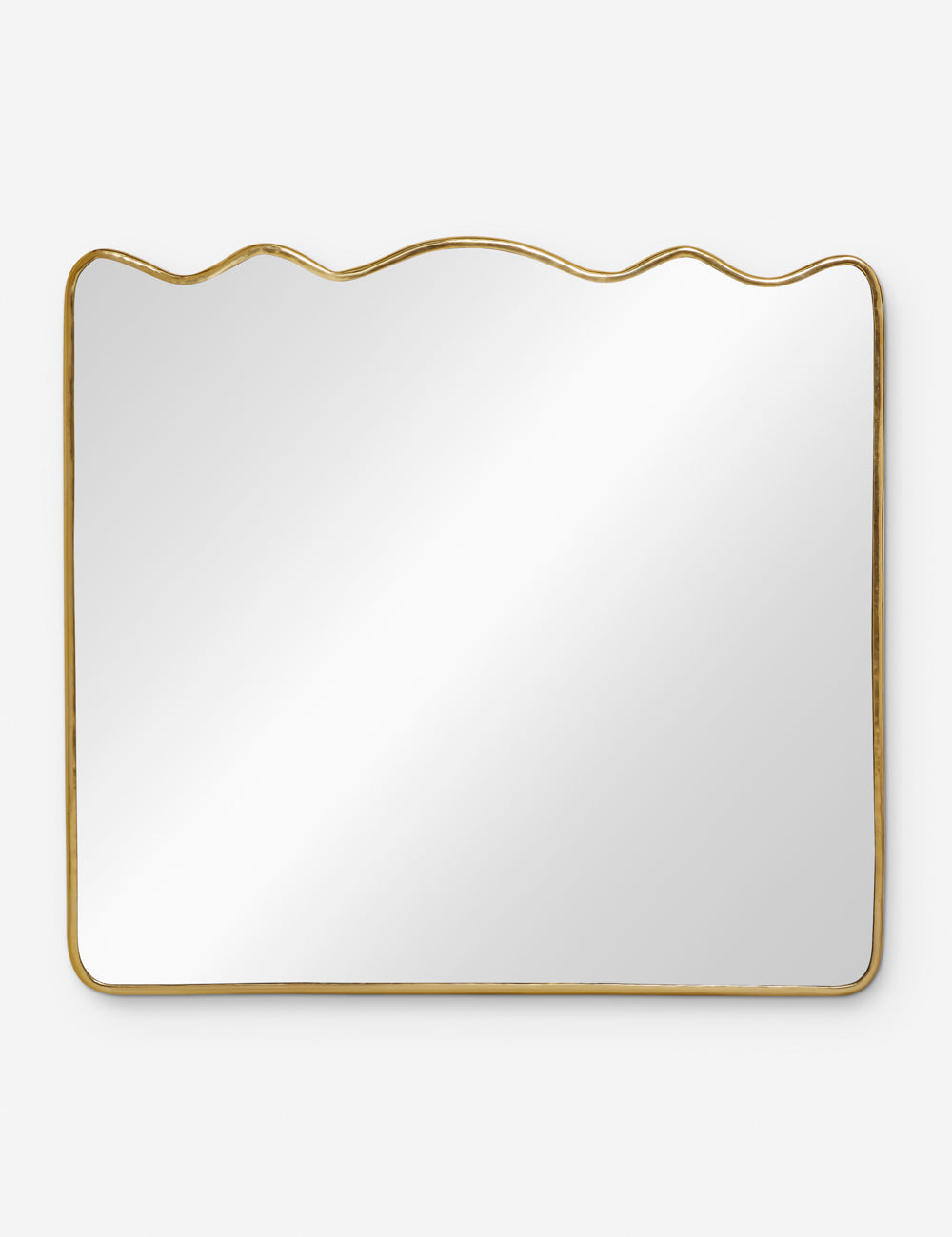 #color::gold | Rook mantel mirror with a gold frame and a wavy silhouette by Sarah Sherman Samuel