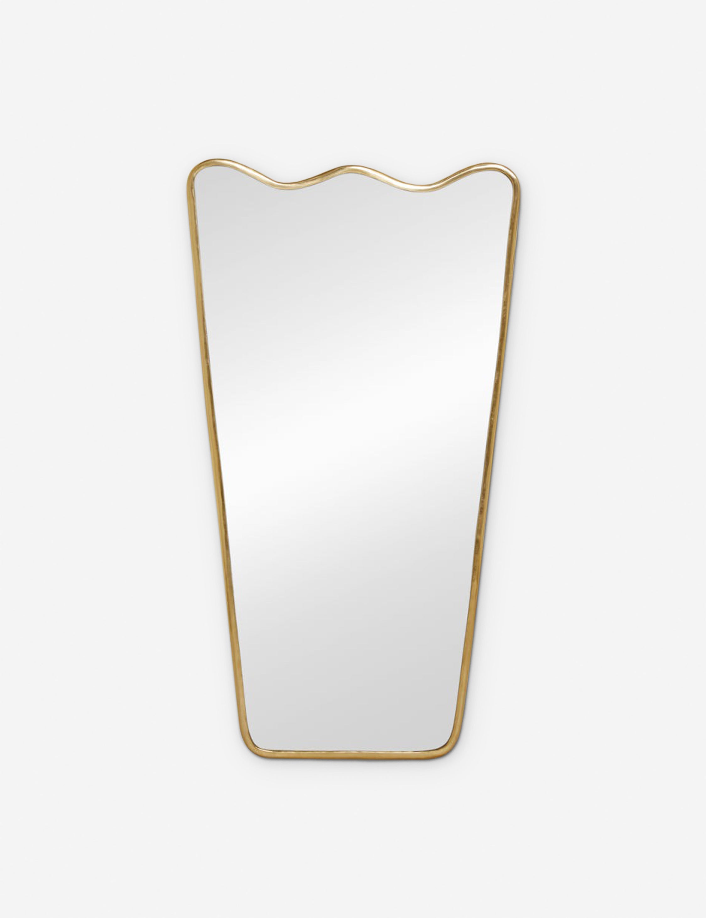#color::gold | Rook slim-framed gold mirror with a wavy silhouette and tall profile by Sarah Sherman Samuel