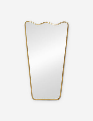 Rook slim-framed gold mirror with a wavy silhouette and tall profile by Sarah Sherman Samuel