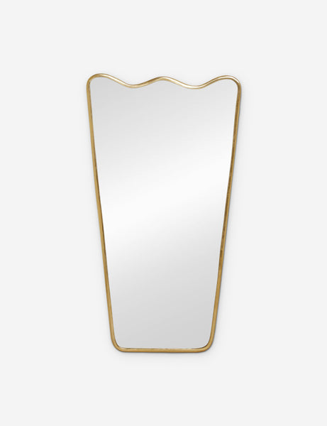 #color::gold | Rook slim-framed gold mirror with a wavy silhouette and tall profile by Sarah Sherman Samuel