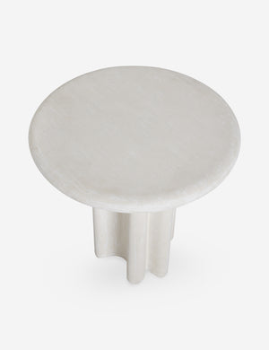 Angled overhead view of the Ruiz round cement outdoor side table.