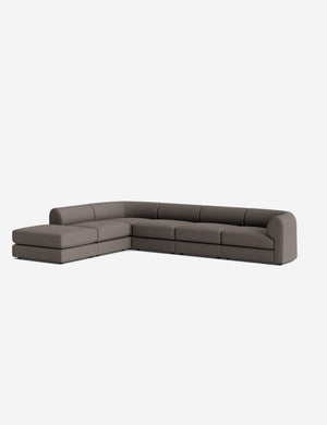 Open Box: Sergio Modular Corner Sectional Sofa With Ottoman, Mushroom Performance Weave