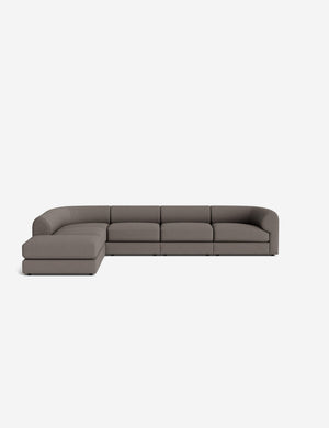 Open Box: Sergio Modular Corner Sectional Sofa With Ottoman, Mushroom Performance Weave