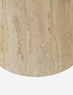 Close up of the texture of the Kirchner round travertine side table.