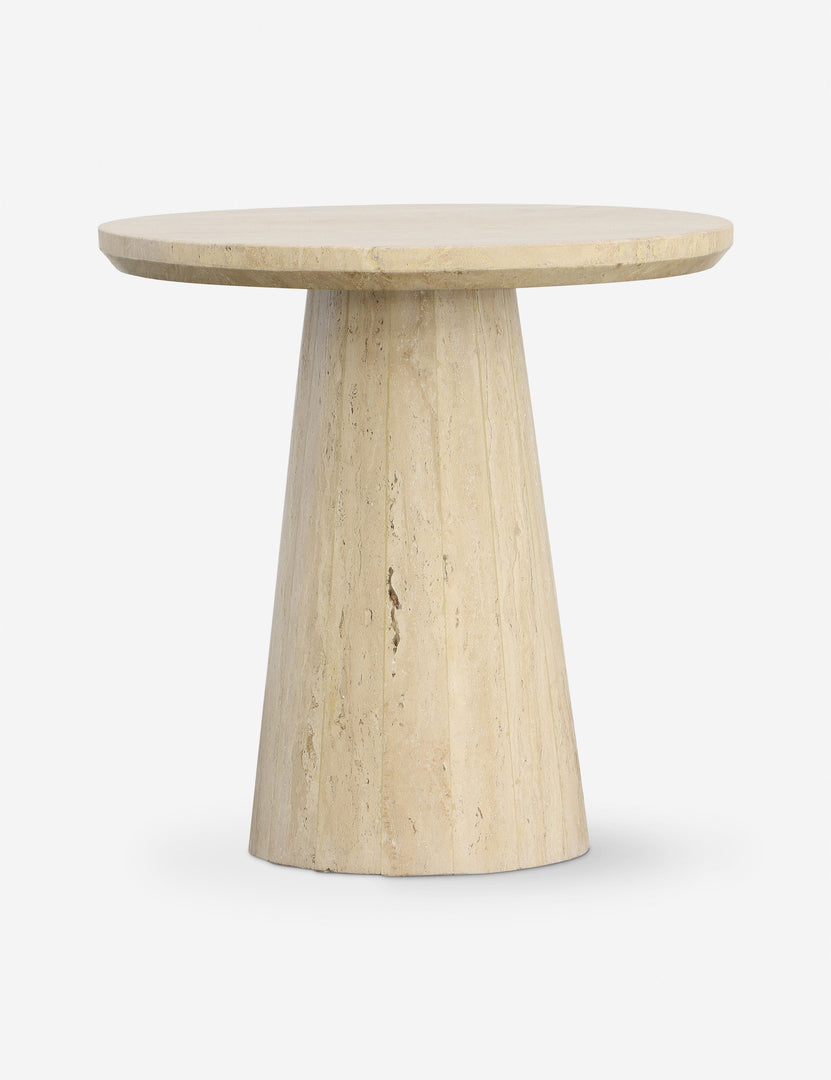 #color::beige-marble | Kirchner round travertine side table.