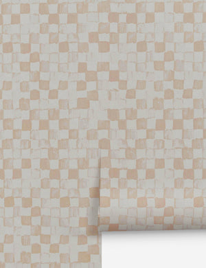 Taupe and ivory Checkerboard Wallpaper by Sarah Sherman Samuel 