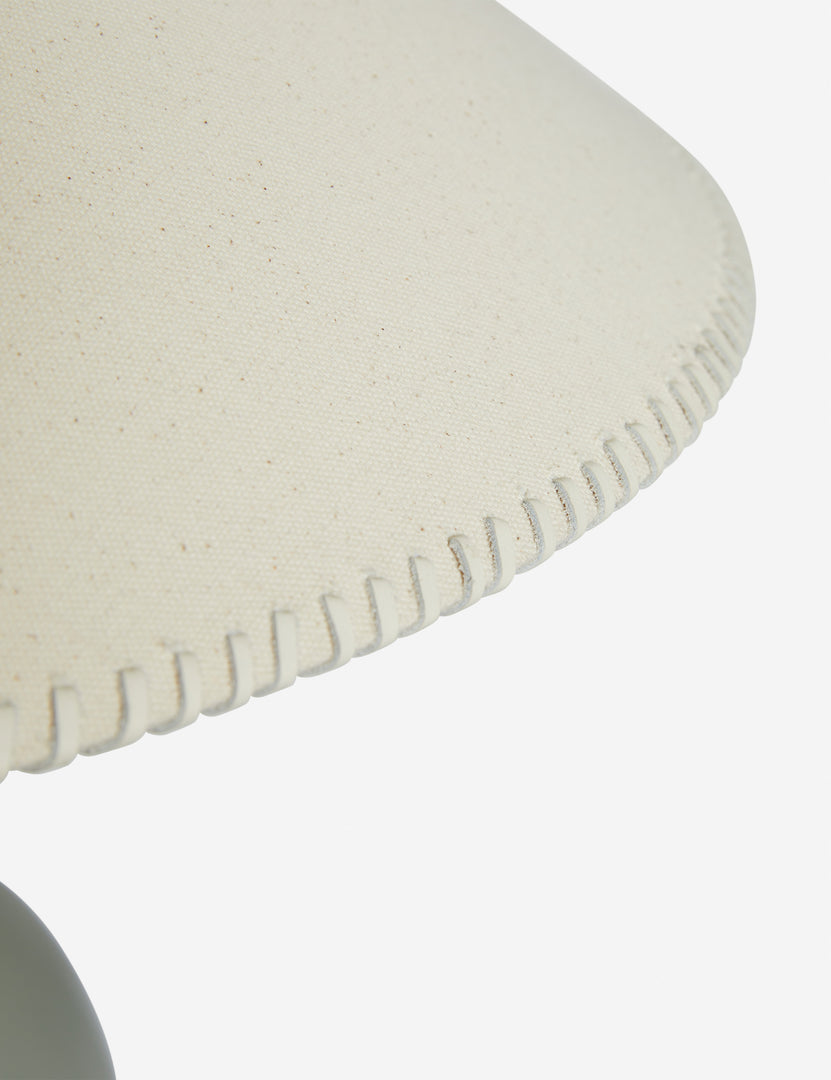 #color::sage | Close up view of the shade of the Saguaro Sculptural Ceramic Table Lamp by Elan Byrd.