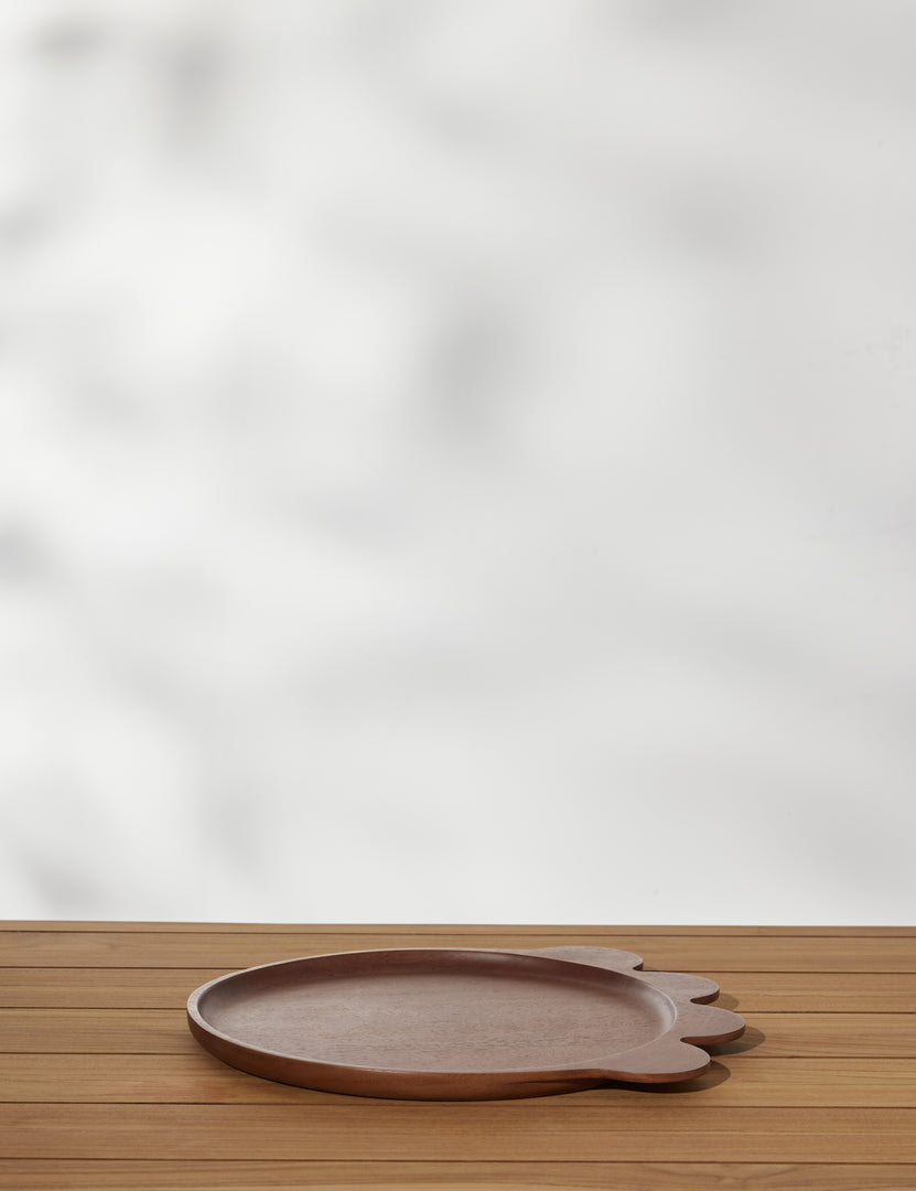 #color::walnut | Side view of the Scallop walnut wood serving tray by Sarah Sherman Samuel