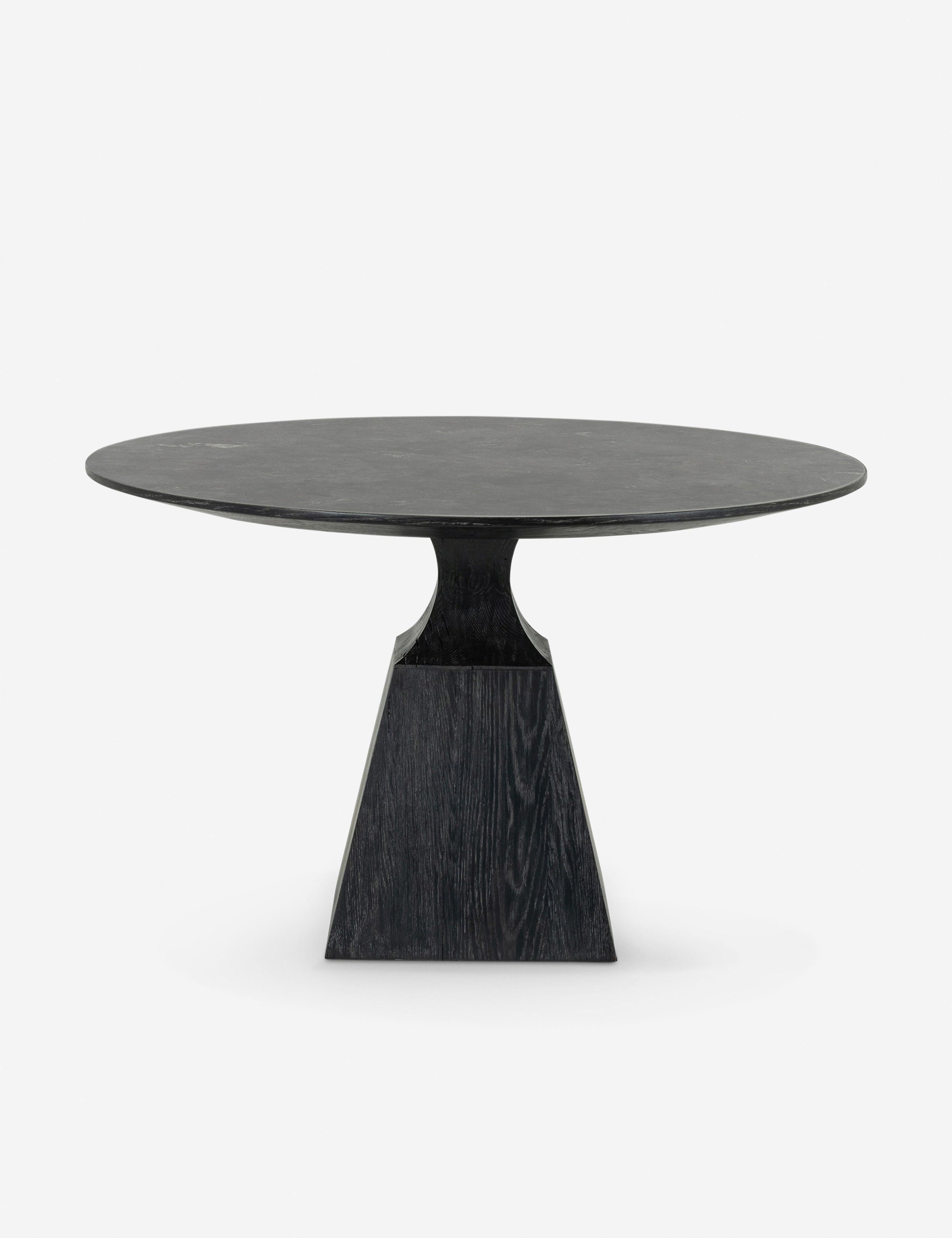 Shanay Black Wood + Stone Round Dining Table