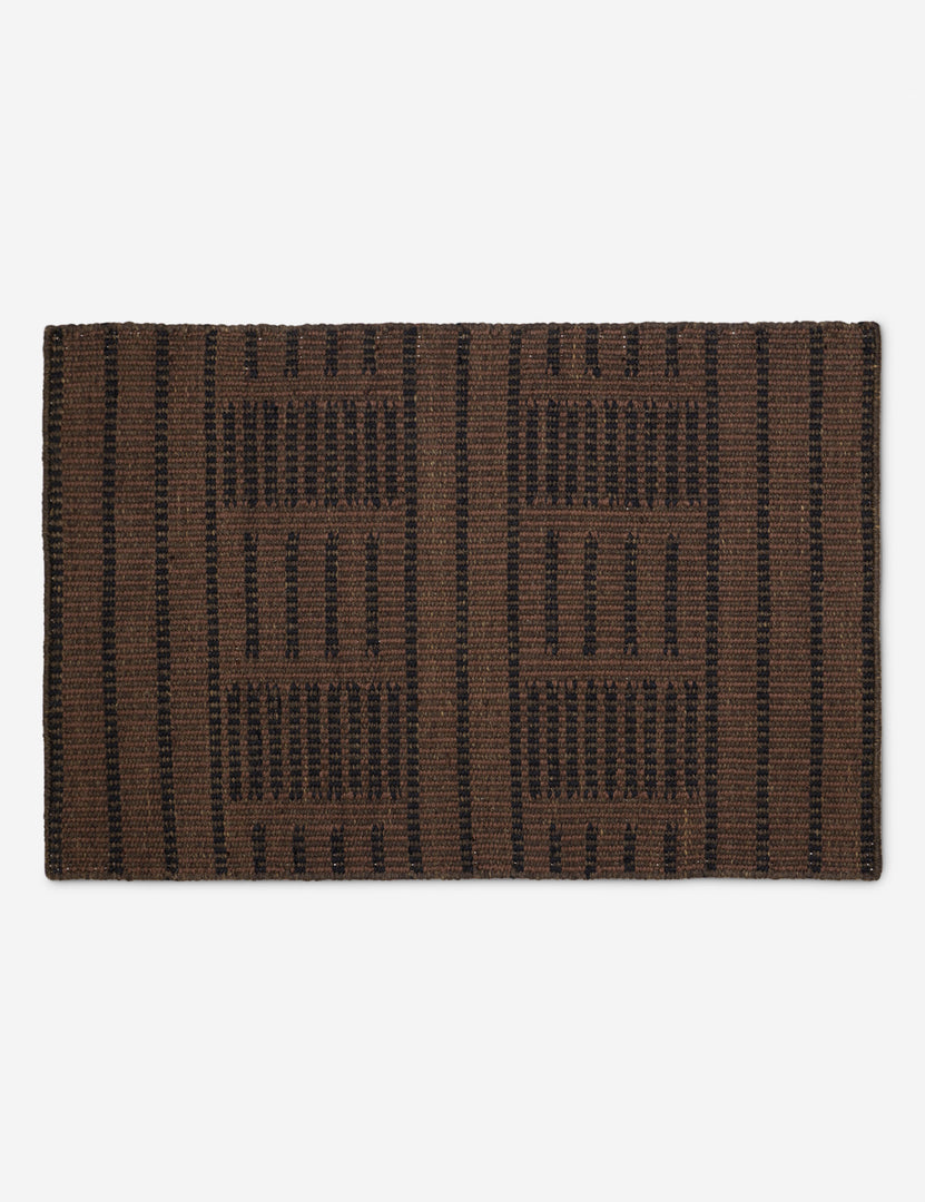 #color::brown #size::2--x-3- | Shere handwoven striped outdoor rug by Sarah Sherman Samuel in Brown