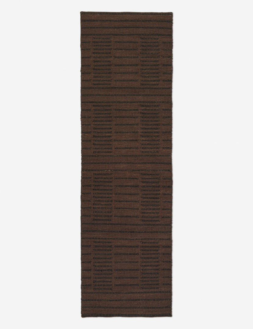 #color::brown #size::2-6--x-8--runner | Shere handwoven striped outdoor runner rug by Sarah Sherman Samuel in Brown